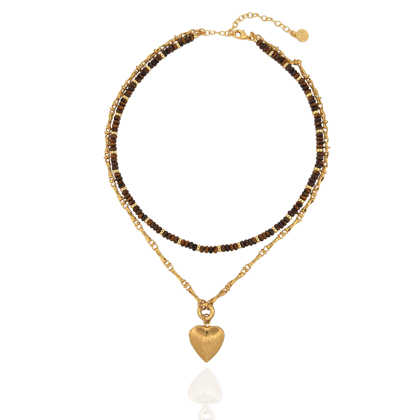 Beaded Heart Locket Layered Necklace