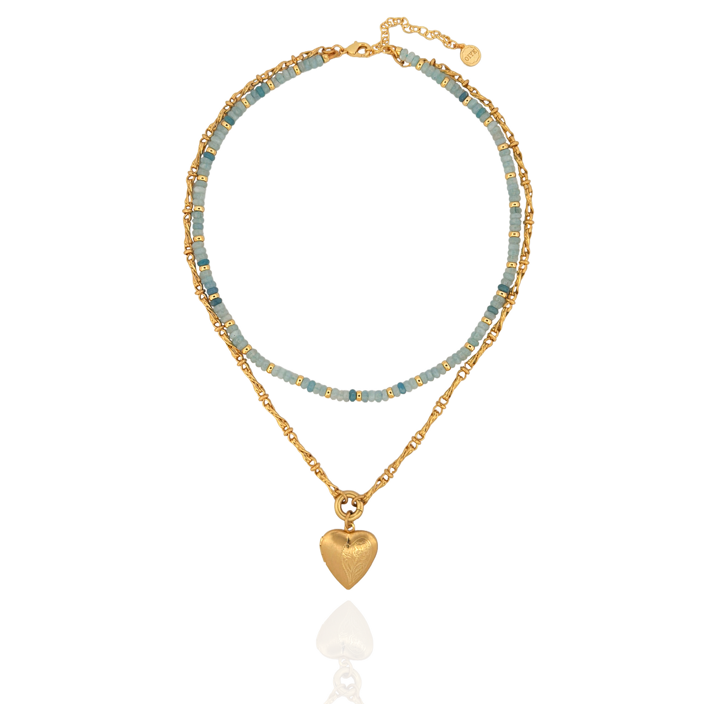 Beaded Heart Locket Layered Necklace
