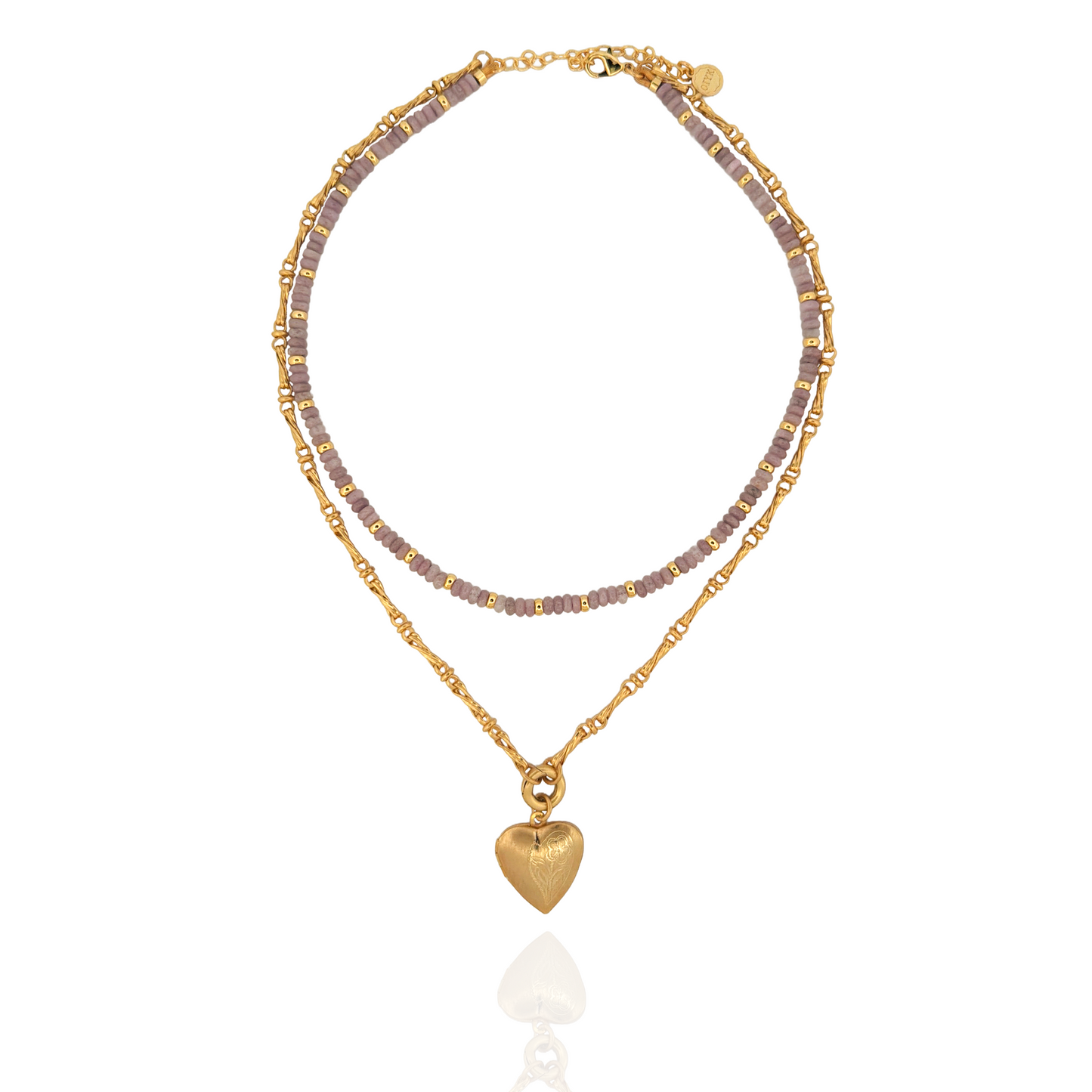 Beaded Heart Locket Layered Necklace