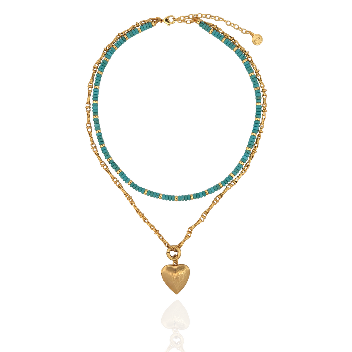 Beaded Heart Locket Layered Necklace